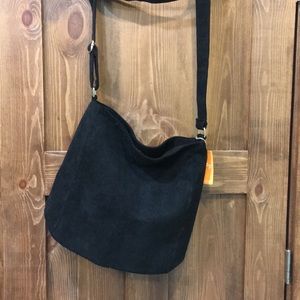 Black Corduroy Messenger/Crossbody Bag